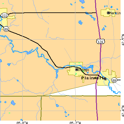 Zip code 49078 close-up map