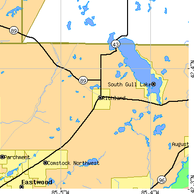 Zip code 49083 close-up map