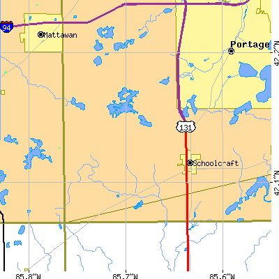 Zip code 49087 close-up map