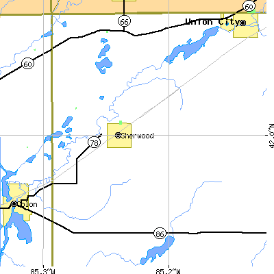 Zip code 49089 close-up map