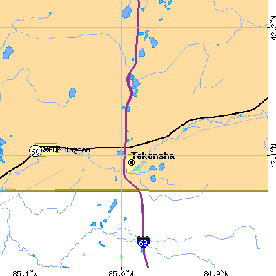 Zip code 49092 close-up map