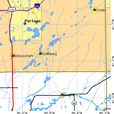 Zip code 49097 close-up map