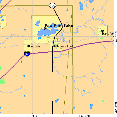Zip code 49098 close-up map