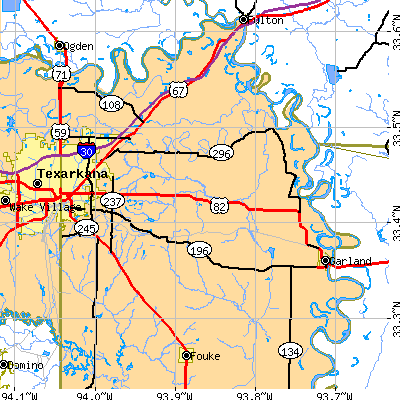 Zip code 71854 close-up map