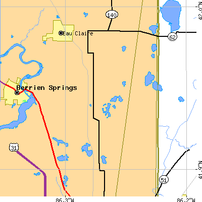 Zip code 49102 close-up map