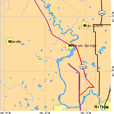 Zip code 49103 close-up map