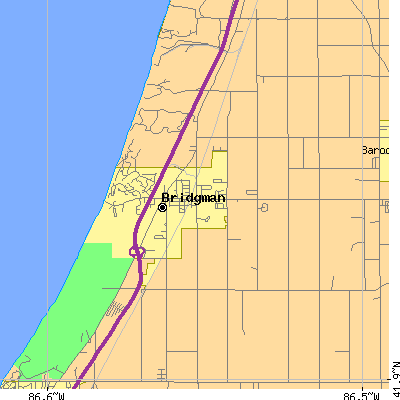 Zip code 49106 close-up map