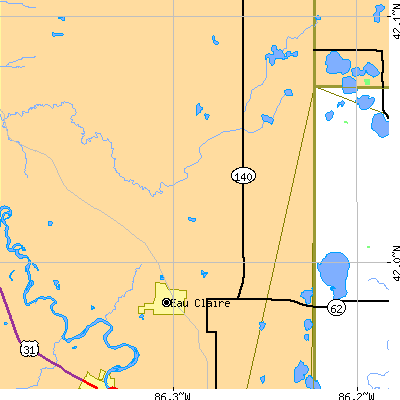 Zip code 49111 close-up map