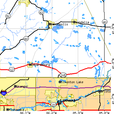 Zip code 49112 close-up map