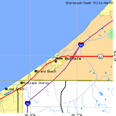 Zip code 49117 close-up map