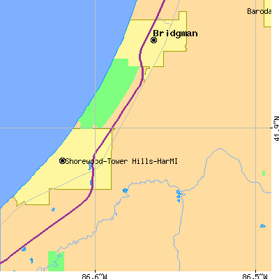 Zip code 49125 close-up map