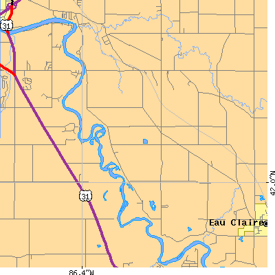 Zip code 49126 close-up map