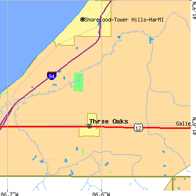 Zip code 49128 close-up map