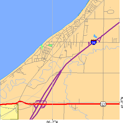 Zip code 49129 close-up map