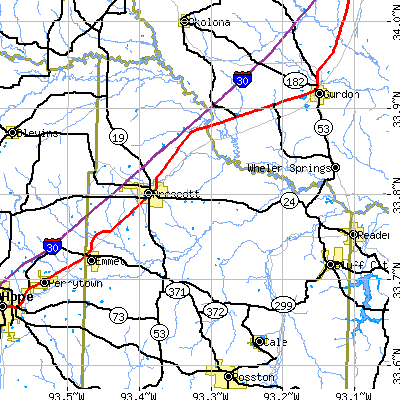 Zip code 71857 close-up map