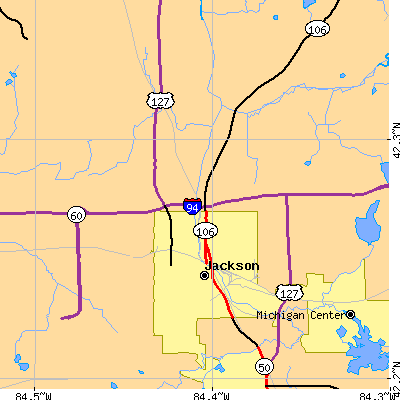 Zip code 49202 close-up map