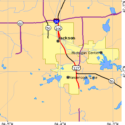 Zip code 49203 close-up map