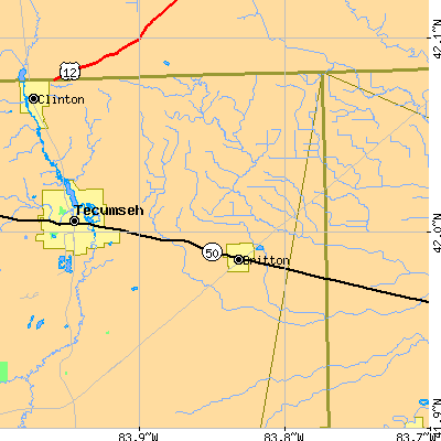 Zip code 49229 close-up map