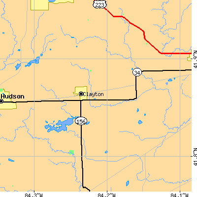 Zip code 49235 close-up map