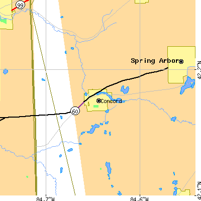 Zip code 49237 close-up map