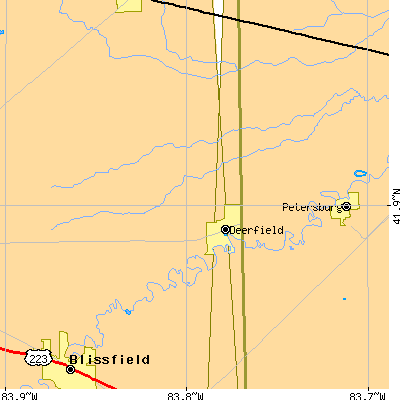 Zip code 49238 close-up map
