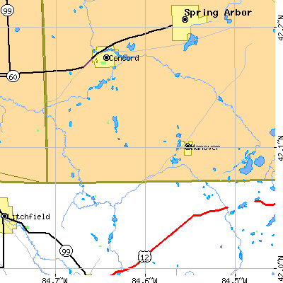 Zip code 49241 close-up map