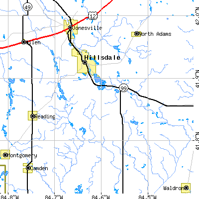 Zip code 49242 close-up map