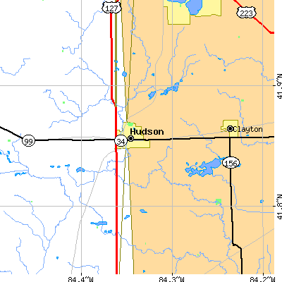 Zip code 49247 close-up map