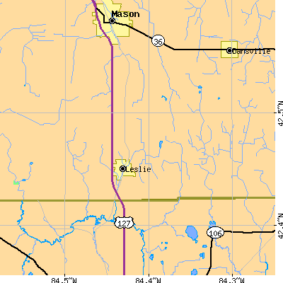 Zip code 49251 close-up map