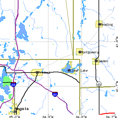 Zip code 49255 close-up map