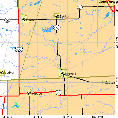 Zip code 49256 close-up map