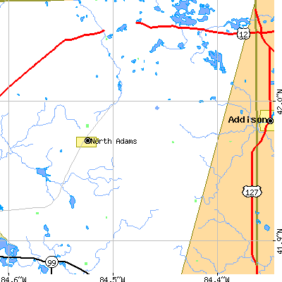 Zip code 49262 close-up map