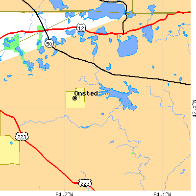 Zip code 49265 close-up map