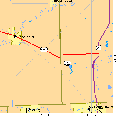 Zip code 49276 close-up map