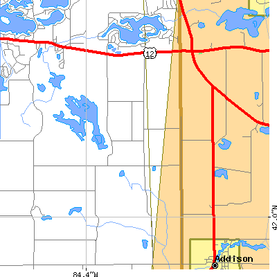 Zip code 49281 close-up map