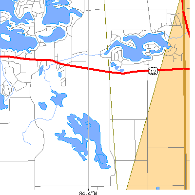 Zip code 49282 close-up map