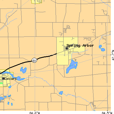 Zip code 49283 close-up map