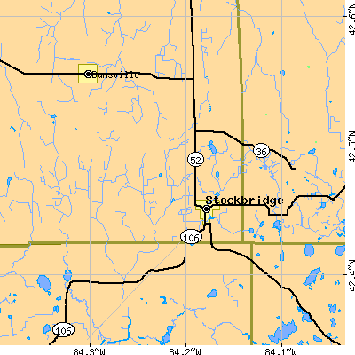 Zip code 49285 close-up map