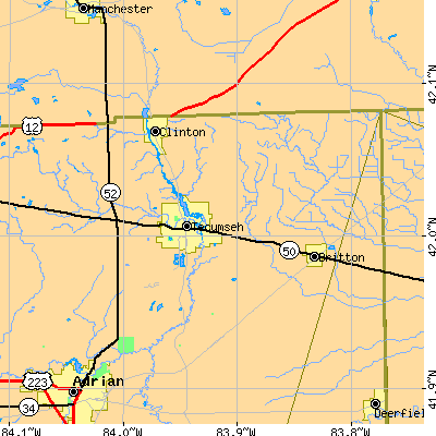 Zip code 49286 close-up map