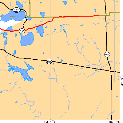 Zip code 49287 close-up map