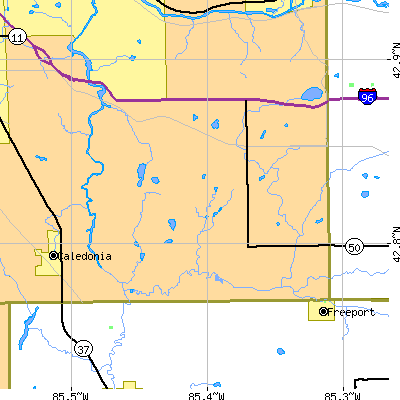 Zip code 49302 close-up map