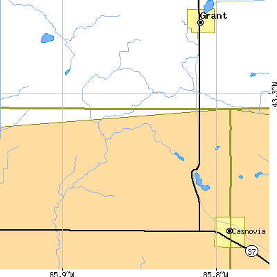 Zip code 49303 close-up map