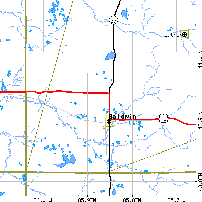 Zip code 49304 close-up map