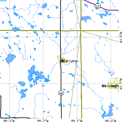 Zip code 49305 close-up map