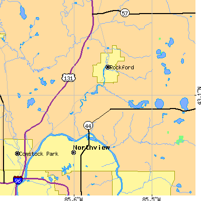 Zip code 49306 close-up map
