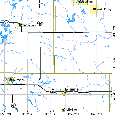 Zip code 49310 close-up map