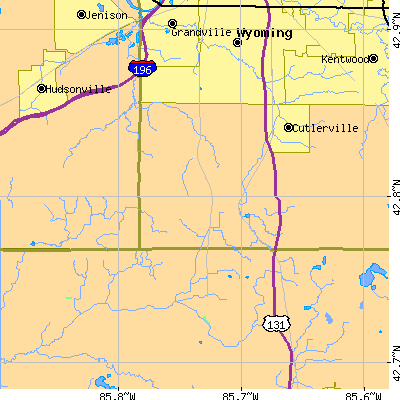 Zip code 49315 close-up map