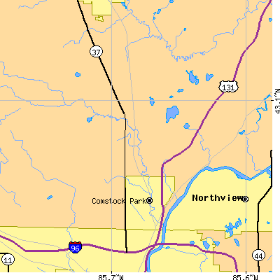 Zip code 49321 close-up map