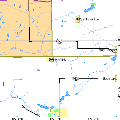 Zip code 49325 close-up map