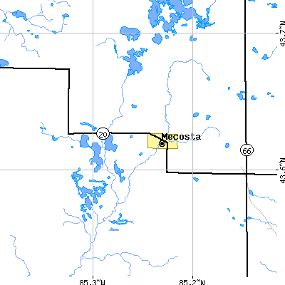 Zip code 49332 close-up map